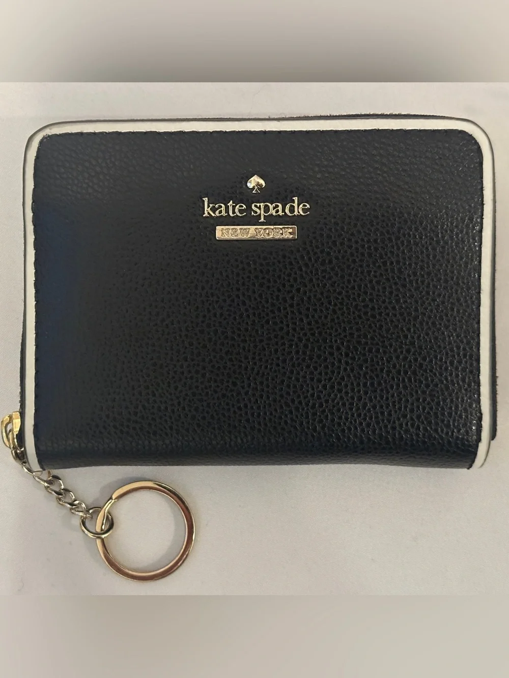kate spade Black Leather Card Holder with Gold Logo and Keyring - Picture 1 of 6